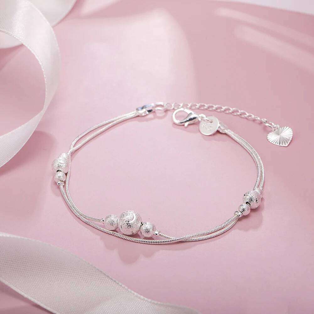 new arrive 925 Sterling Silver Geometry beads Chain Bracelet for Women Men Fashion Wedding Fine Jewelry Christmas Gift Z260313