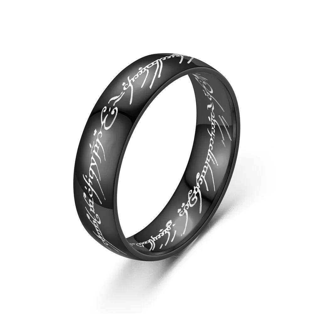 Fashion New Lord of The Finger Rings Cool Inside and Outside Letter Gothic 3D Engraving Spanish Sanskrit Hip-hop Ring Boys H260312
