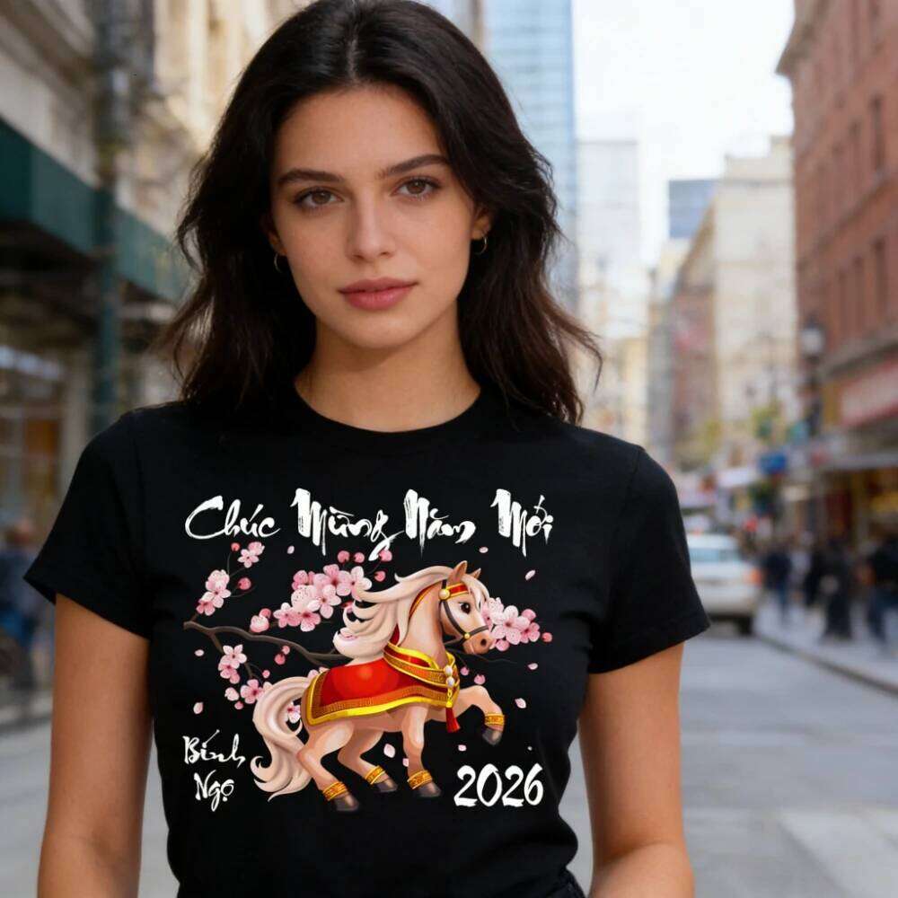 2026 Vietnamese Lunar New Year T-Shirt Holiday Casual Women Summer Basic Fashion Streetwear Female Tops Tee Z260314