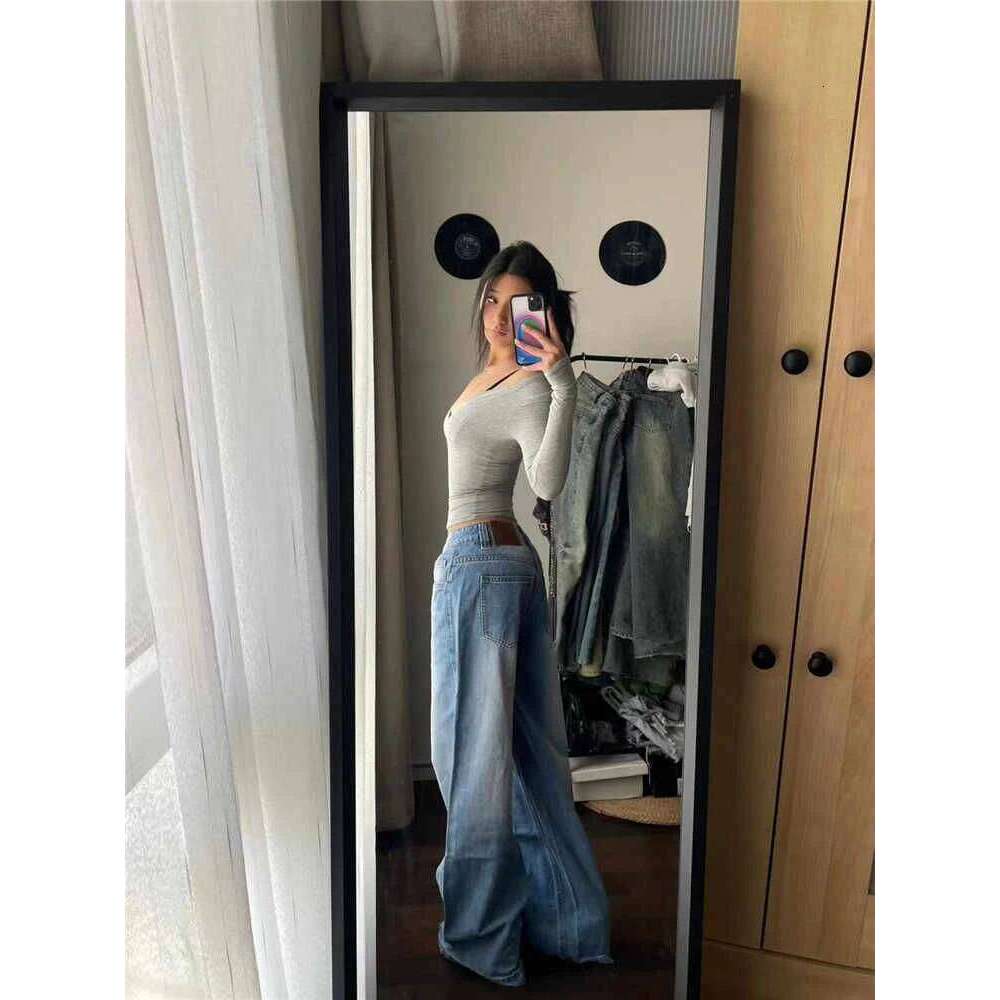 2025 Autumn Winter Women's Low Rise Vintage Denim Pants Y2K 2000s Baggy Jean Japanese Harajuku Wide Fit Jeans Korean New Z260313