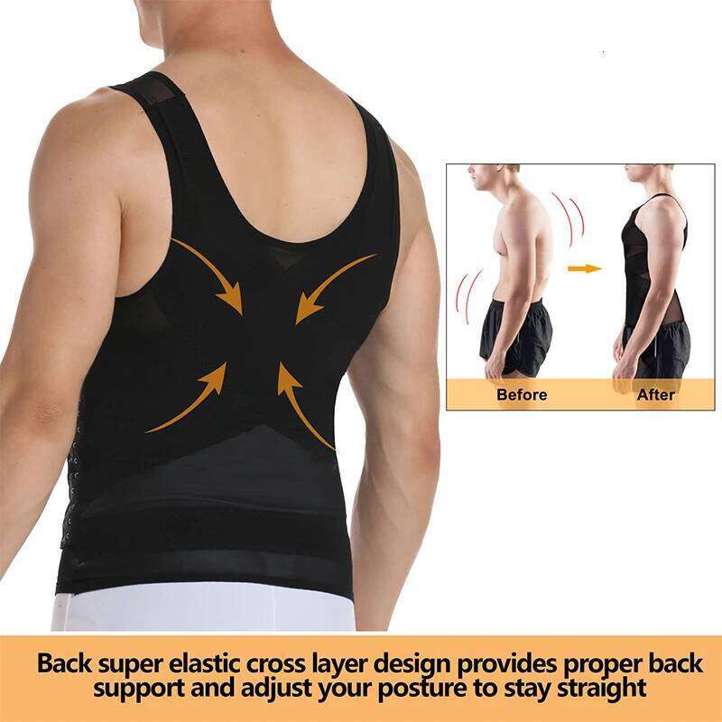 Compression Men Sleeveless Tummy Control Body Shaper Waist Belly Flat Abdomen Undershirt Tank Top Workout Shirt 26Y0313