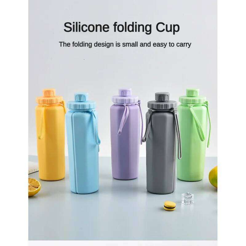 1-Pack Portable 600ml Collapsible Silicone Water Bottle,forOutdoor Sports & Travel Coffee Cup with Leak-Proof Lid - Space-Saving Z260314