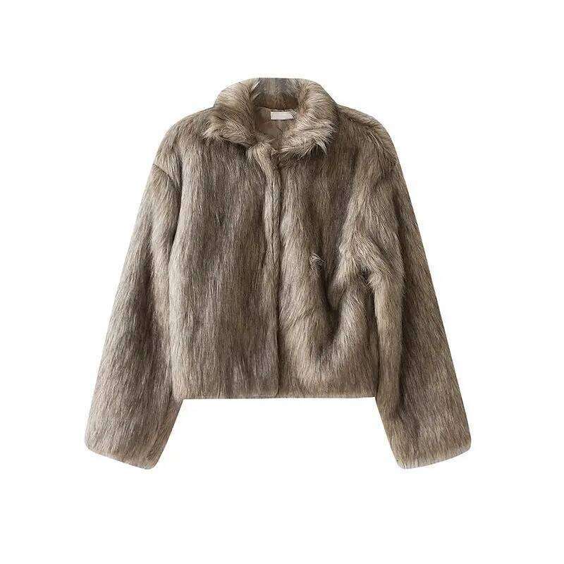 Faux Fur Jacket Men Short Coat 2025 Winter Thick Warm Open Stitch Outerwear Turn Down Collar Vintage Overcoat High Street Z260313