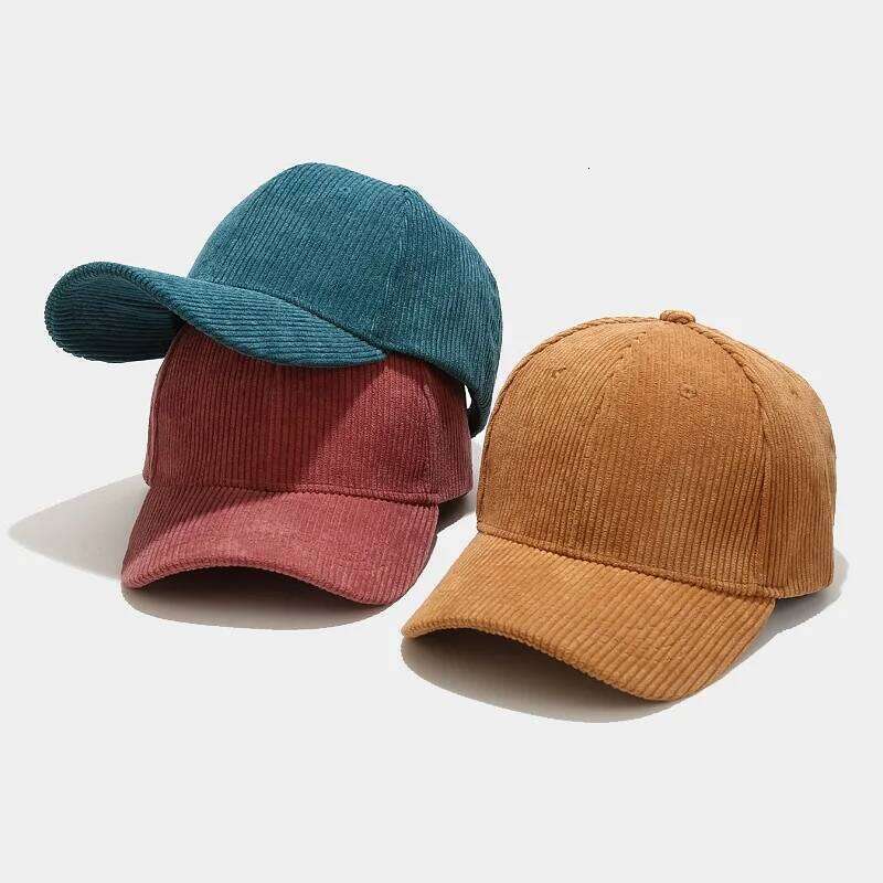 Men's Women's Autumn Winter Corduroy Caps Ribbed Striped Solid Baseball Cap Male Female Curved Brim Visor Hats Z260314