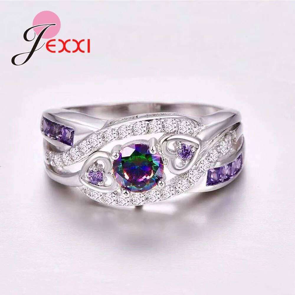 Big Promotion Colorful CZ 925 Sterling Silver Rings Size 6 7 8 9 10 11 12 13 For Women Fashion Jewelry Party Gift Wholesale H260312