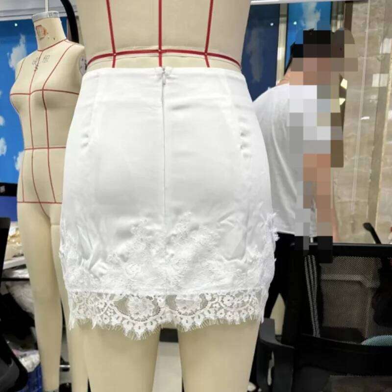 Womens Satin Half Slips Casual Trim Elastic Waist A Line Elegant Lace Mini Y2k Skirts Z260314