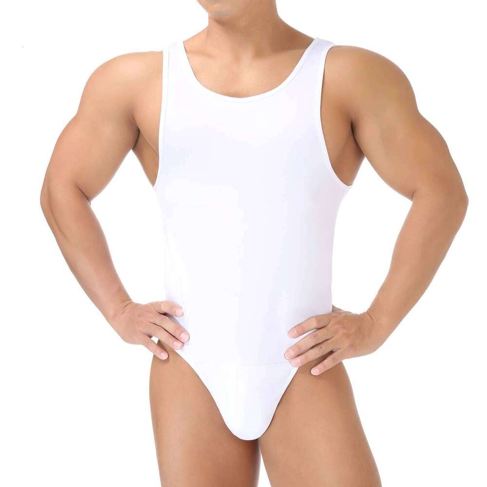 Men Shapewear Bodysuit Tummy Control Sexy Leotard Jock Strap Slimming Sleeveless Open Buttocks One-Piece Undershirt Shaper 26Y0313