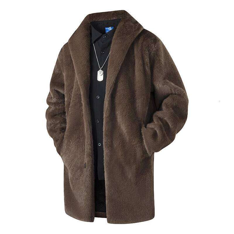 2025 Winter Luxury Faux Mink Cold-proof Fur Coat Men Brand Long Outerwear Jacket Street Style Thicken Warm Overcoat Man Z260313