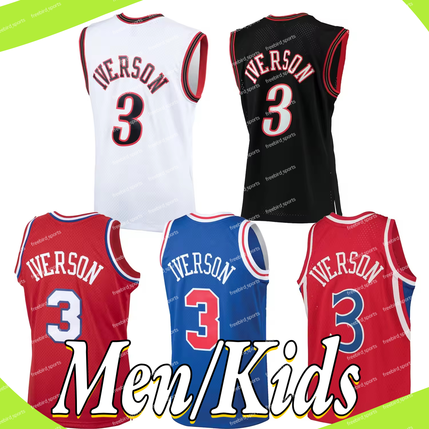 Retro Vintage Mens 3 Allen Iverson Basketball Jersey Embroidered Shirts Stitched Uniform Classic Edition Youth Wear Stitched Logos