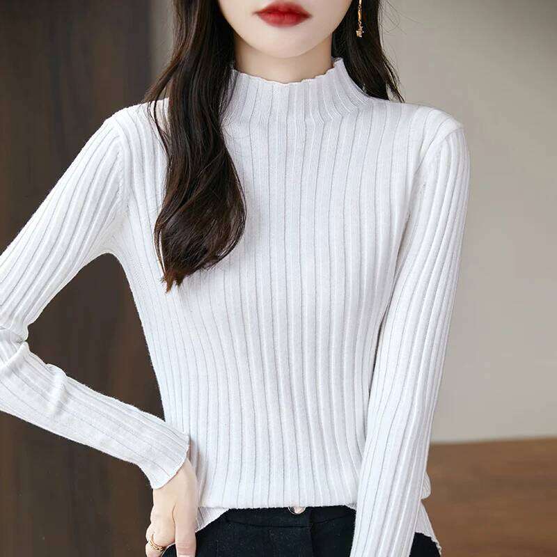 2025 Autumn Winter Knitted Woman Sweaters Ribbed Turtleneck Sweater Clothes Long Sleeve Slim Basic Pullover Women Solid Tops Z260313