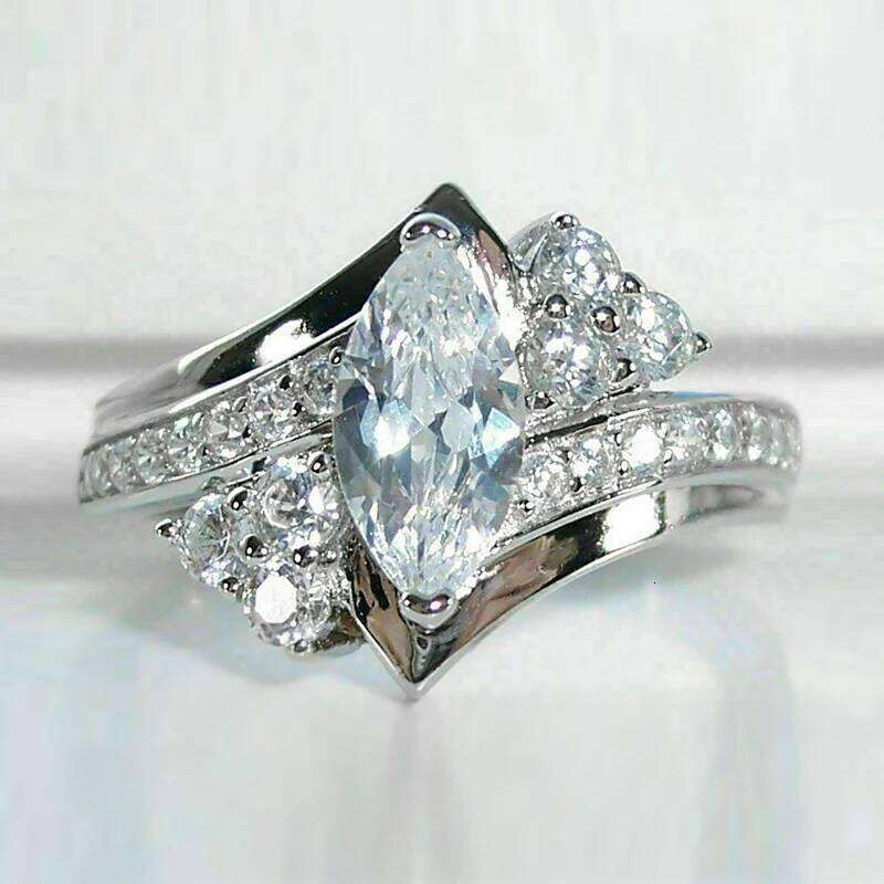 Huitan Gorgeous Crystal Marquise CZ Rings for Women Modern Novel Design Wedding Engagement Lady's Accessories New Trendy Jewelry H260312
