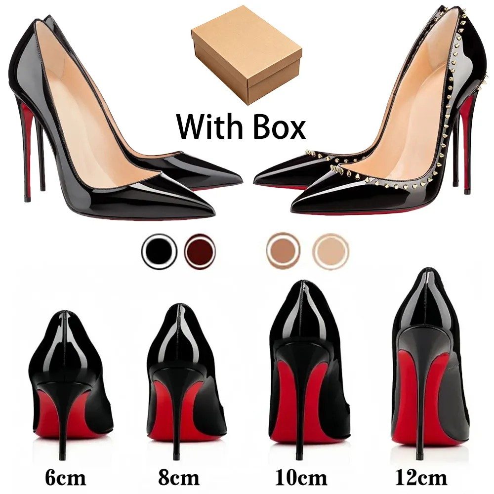 2026 New Dress Shoes Designer Shoes Classic Red High-heeled Leather Luxury Pumps Sandals for Ladies Party Wedding Office Shiny Bottom Shoes 6CM 8CM 10CM 12CM