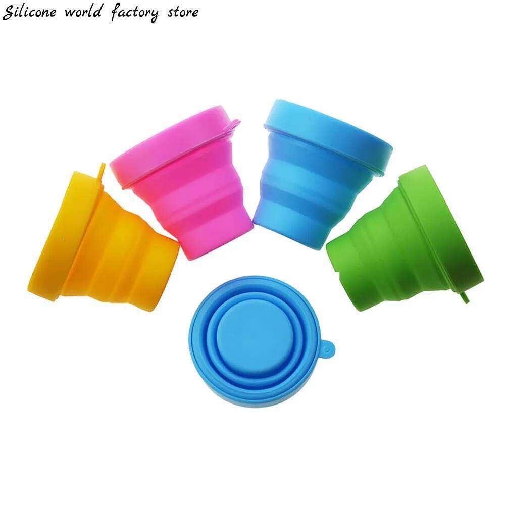 world Folding Cups 150ml Food Grade Water Cup Travel Silicone Retractable Coloured Portable Outdoor Coffee Handcup Z260313