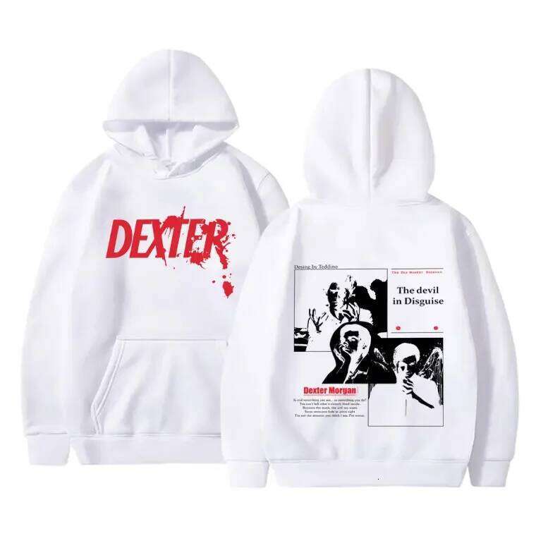 Dexter Morgan's devil pattern printed for men's casual retro streetwear and fashionable Harajuku hoodie Z260314