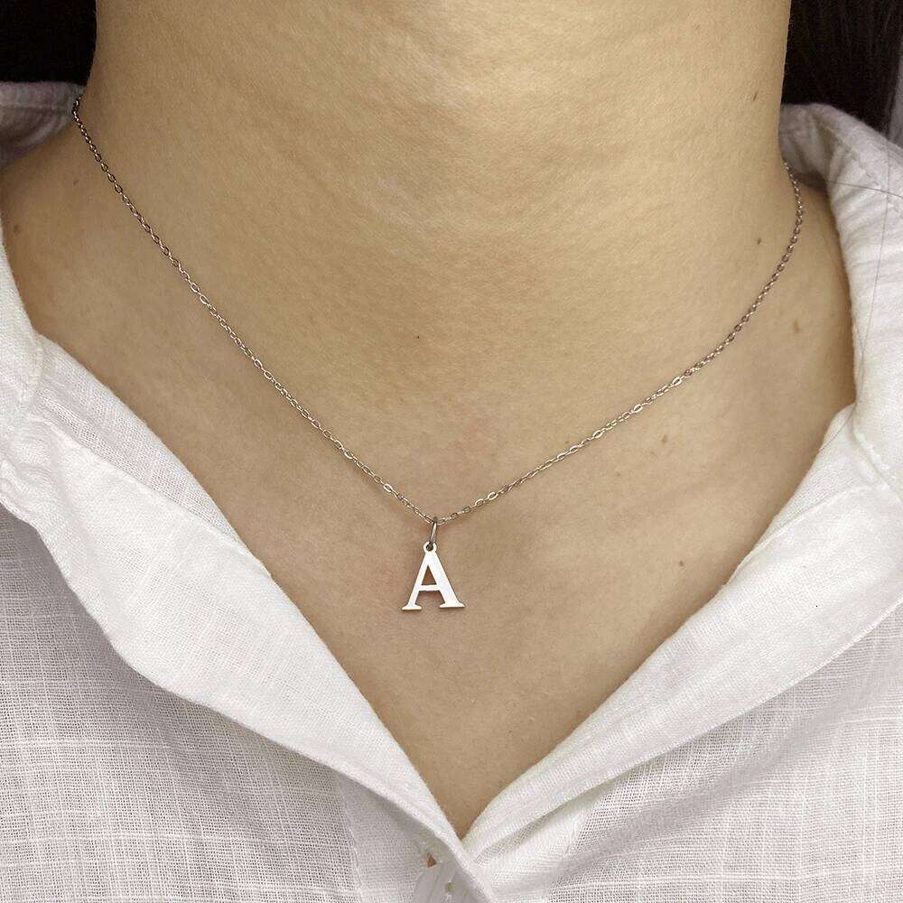 2025 New Glossy Letter DIY 26 Initial Jewelry Pendant Stainless Steel Necklace Birthday Gift Female H260312
