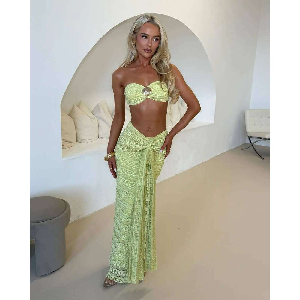 2026 Fashion Lace Off Shoulder Bikini And Skirt Women Swimsuit Sexy Biquini Lady 3Pcs Set Swimwear Female Beachwear Outfits 26H0313