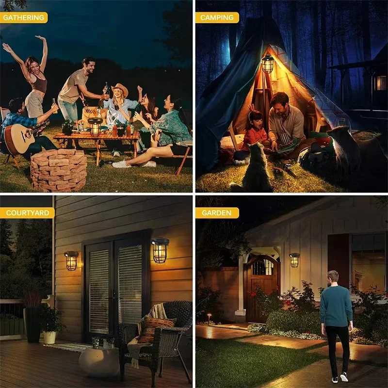 3IN1 Outdoor Solar Camping Wall Lamps Lawn Lamps Floor Lamp LED Induction Lamps Garden Landscape Lamps Decorative Tungsten Lamp H260313