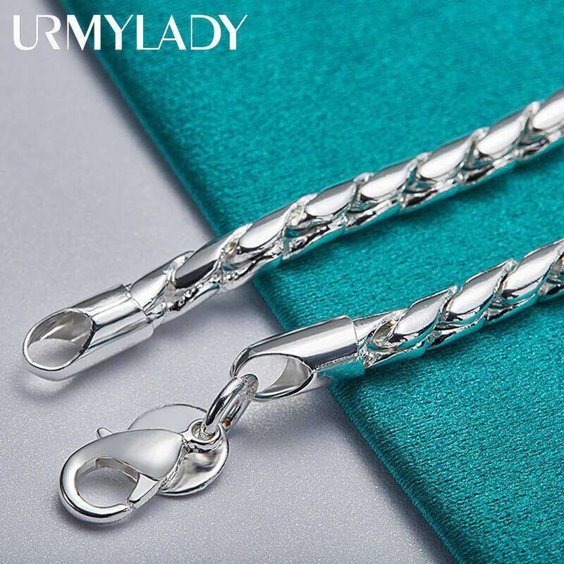 URMYLADY 925 Sterling Silver 4MM Cord Chain Bracelet For Women Men Wedding Party Fashion Jewelry Z260313
