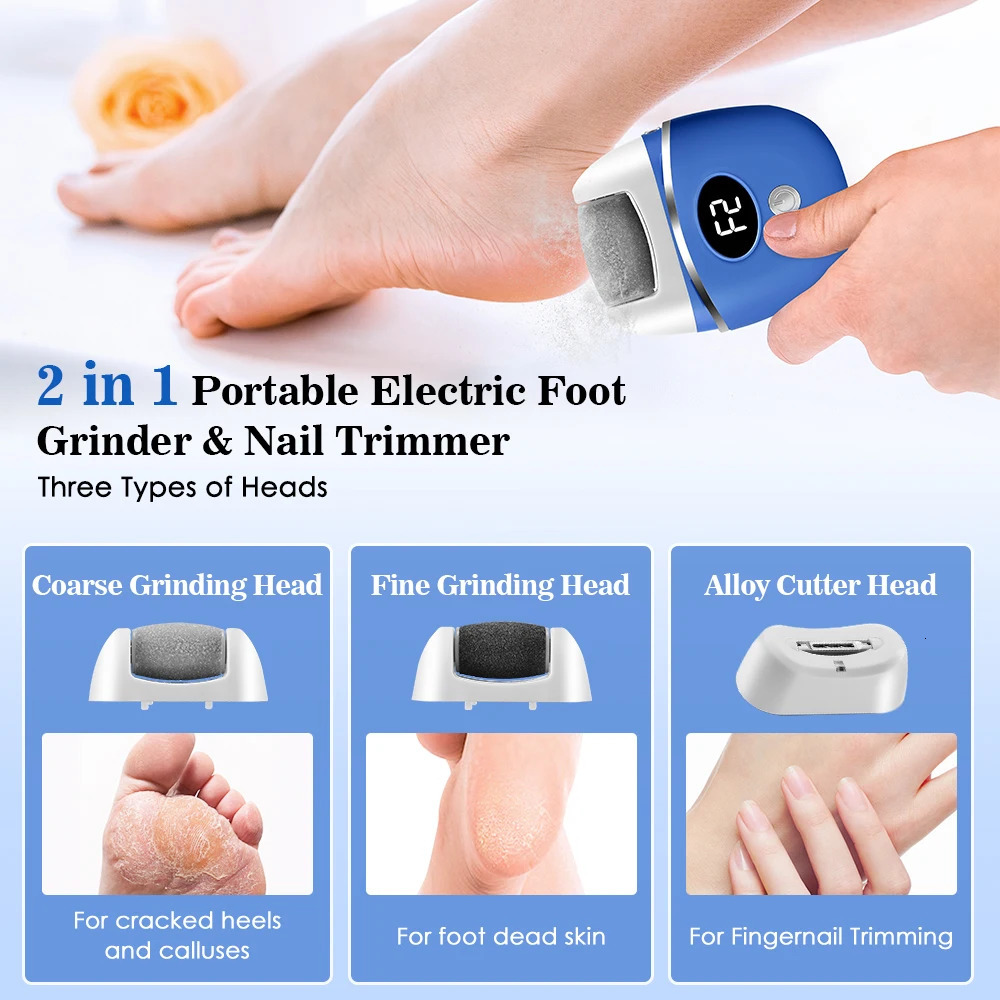 2 IN 1 Electric Nail Clipper Electric Grinder Foot Callus Remover Pedicure Tool Nail Grinder Trimmer Manicure Tools Nail Care 260305 - view 3