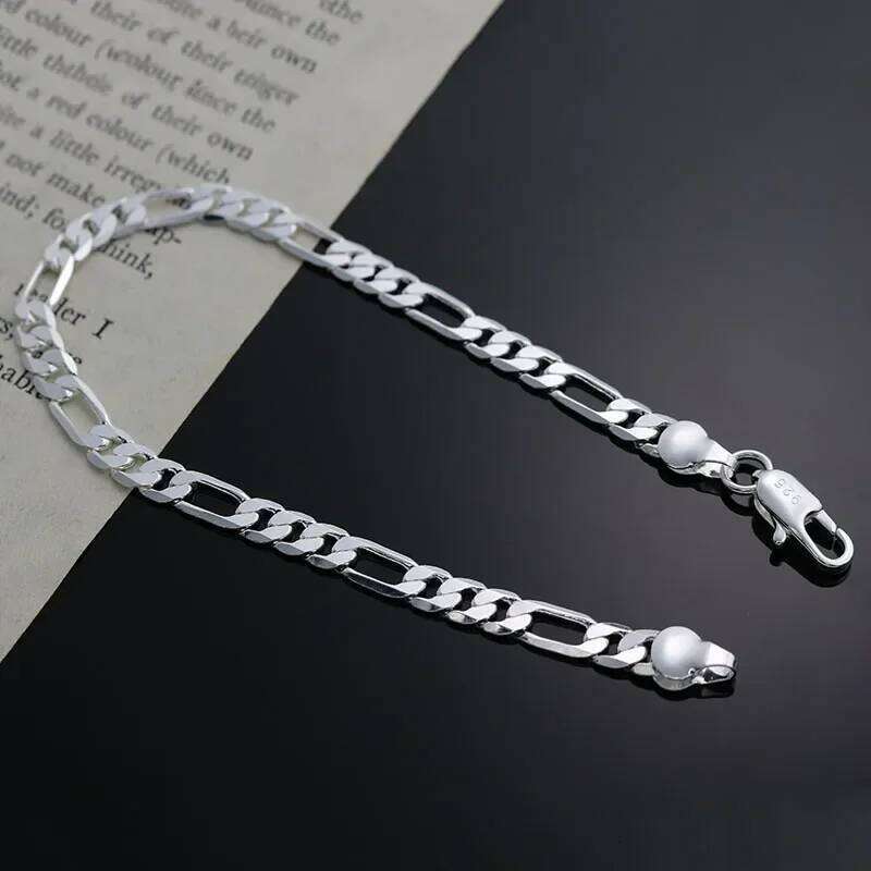 Wholesale charms classic 4MM sideways chain 925 Sterling silver Bracelet for woman boy man jewelry Wedding party Christmas gifts Z260313
