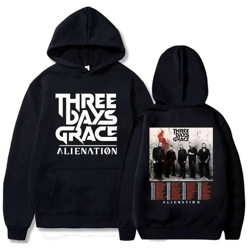 THREE DAYS GRACE ALIENATION Tour Graphic Print Hoodies Fashion Long Sleeve Oversized Hooded Unisex Streetwear Hip Hop Hoody Z260314