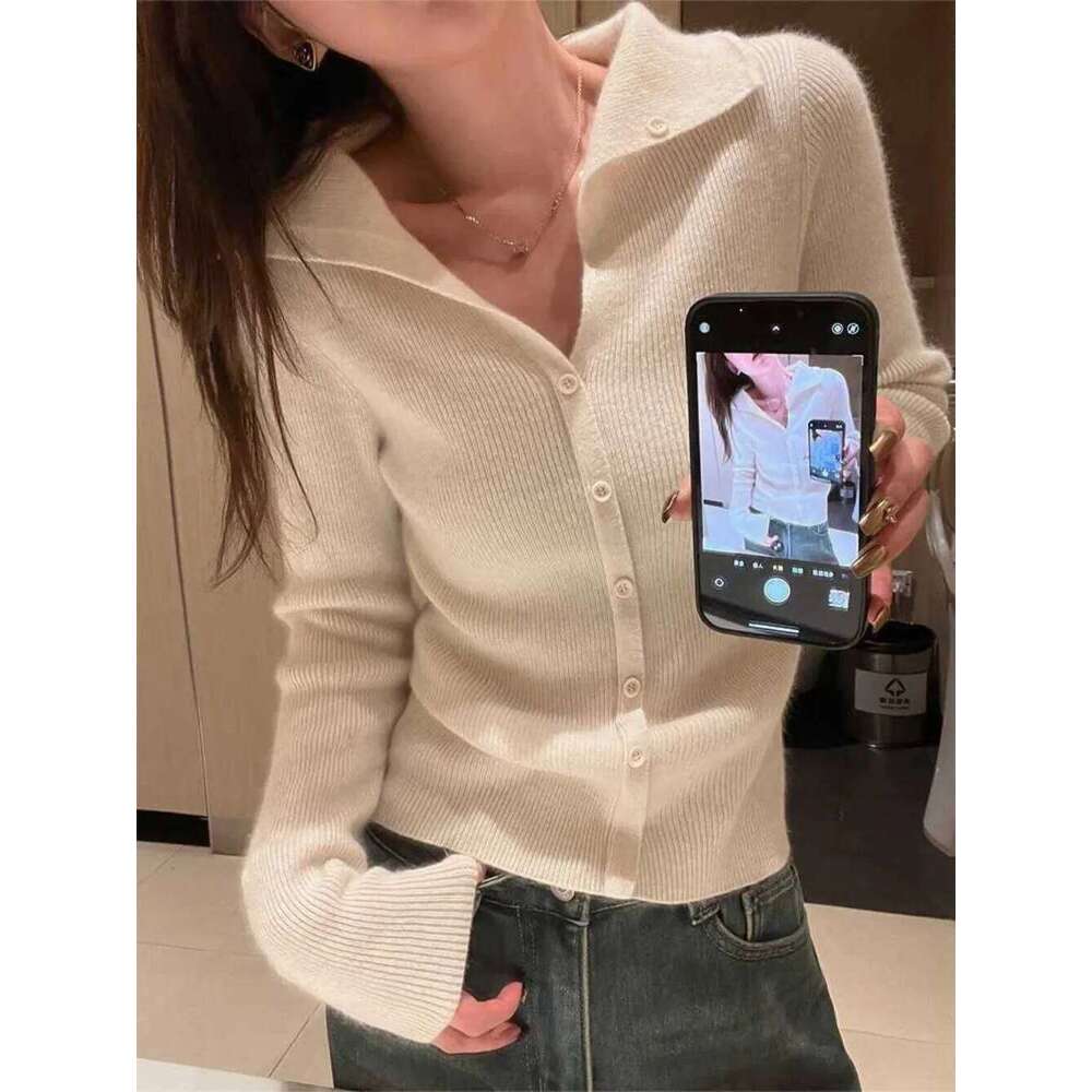 Korea Sweet Long Sleeve Knit Cardigan 2025 Early Spring New Elegant Celebrity Jumper All-match Sexy Age Reduction Mujer Z260314