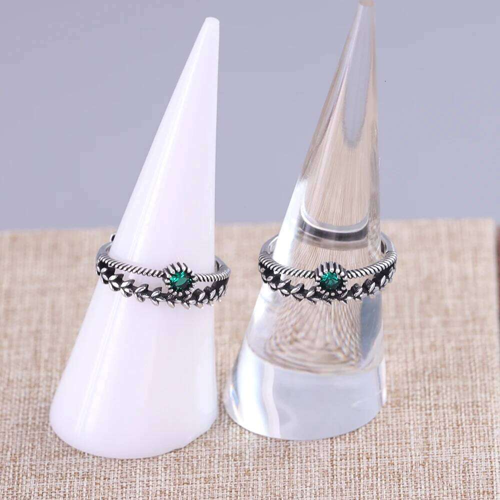 VENTFILLE 925 Sterling Silver Green Diamond Zirconia Ring with For Women Gift Ear Of Wheat Vintage Jewelry Accessories Wholesale H260312