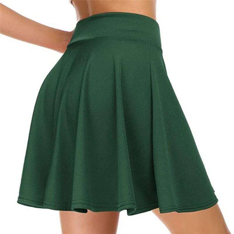 Women's Basic Versatile Stretchy Flared Casual Mini Skater Red Black Green Blue Short Skirt 3XL Z260314
