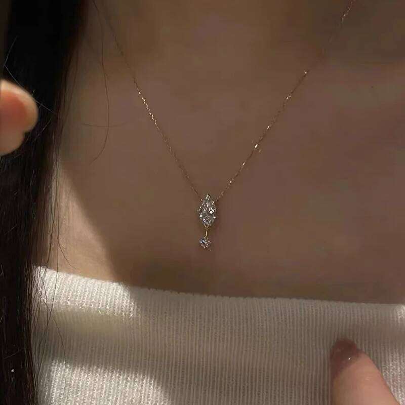 ENSHIR Water Droplet Zircon Pendant Necklace For Women Clavicle chain Simple Lady Daily Jewelry Gift Wholesale H260312