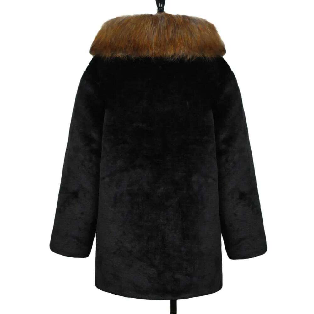 Mens Imitation Fox Coat Artificial Men's Warm Autumn Winter Cold Resistance Mid-Long Black Casual Faux Fur Z260313