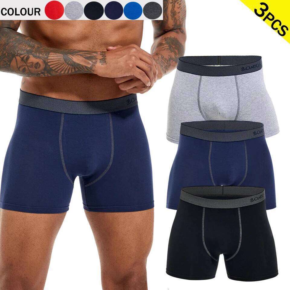 3pcs/pack Sexy Letter Men's Panties Cotton Boxer Shorts Men Underpants Brand Man Underwear Solid Color Boxers