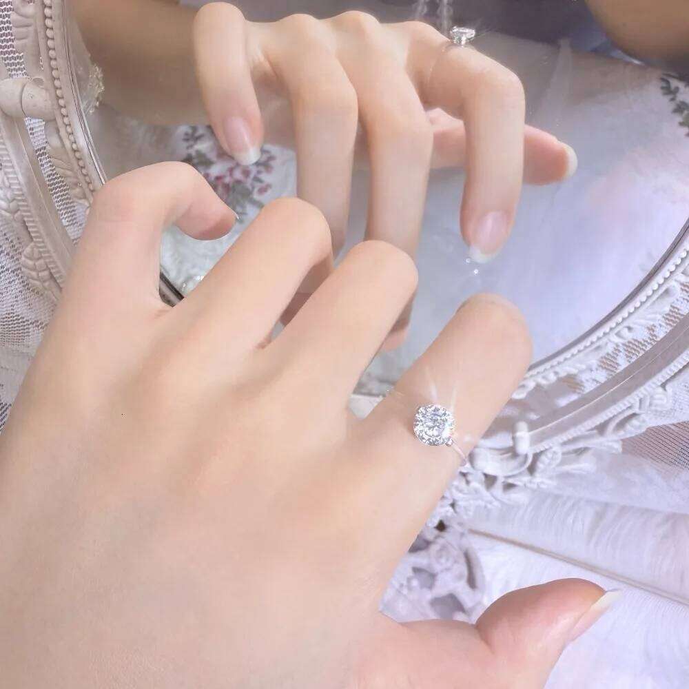 New Classic Charm Invisible Line Geometric Circular Shining Zircon Stainless Steel Opening Rings for Women Wedding Bride Jewelry H260312