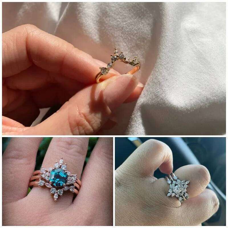 Huitan New Arrival Bridal Rings for Wedding Ceremony Party Fancy V Design Ring with Dazzling CZ Stone Good Quality Women Jewelry H260312