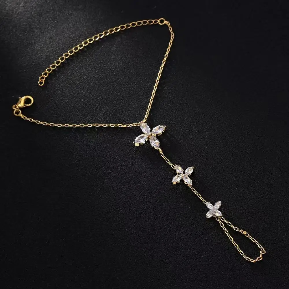 Boho Flower Hand Bracelet for Women Wedding Decorations Crystal Elegant Bangle Slave Chain Handmade Dubai Jewelry Gift 260313