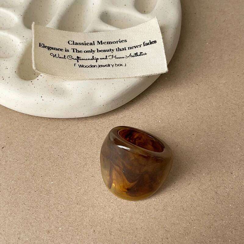 1-piece Bohemian retro style irregular resin blend ring women, fashionable and versatile, suitable for daily wear H260312