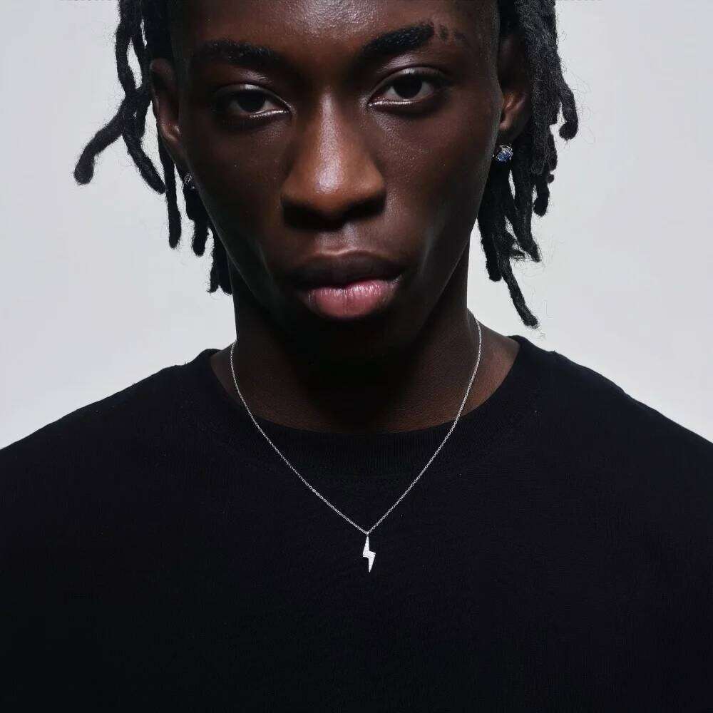 Hip Hop Men Zircon Stainless Steel Lightning Pendant Simple Punk Necklace For Women Retro Party Jewelry H260312