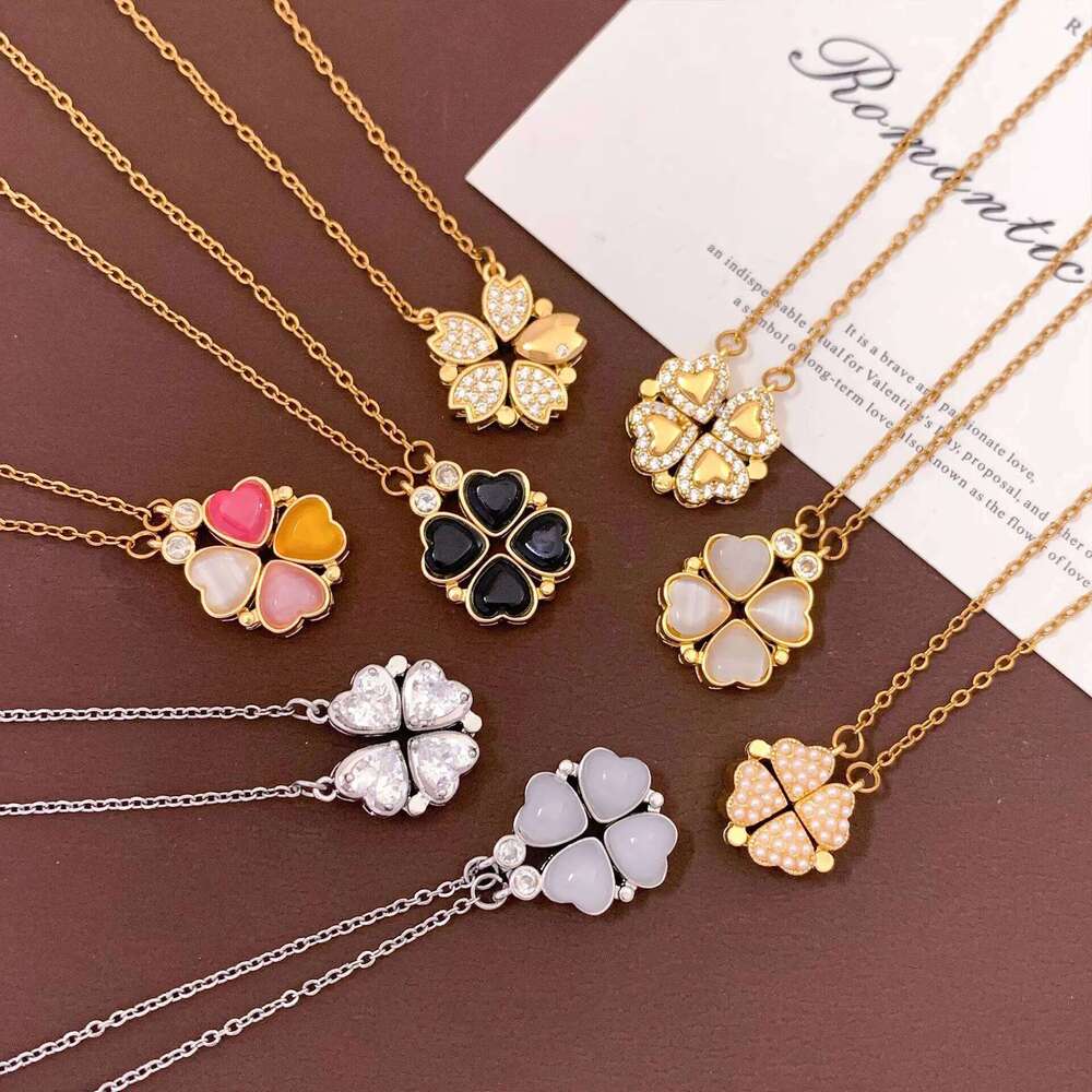 Magnetic -Petal Flower Design Necklace Women's Fashionable Versatile Non-Fading Titanium Steel Jewelry Cross-Border H260312