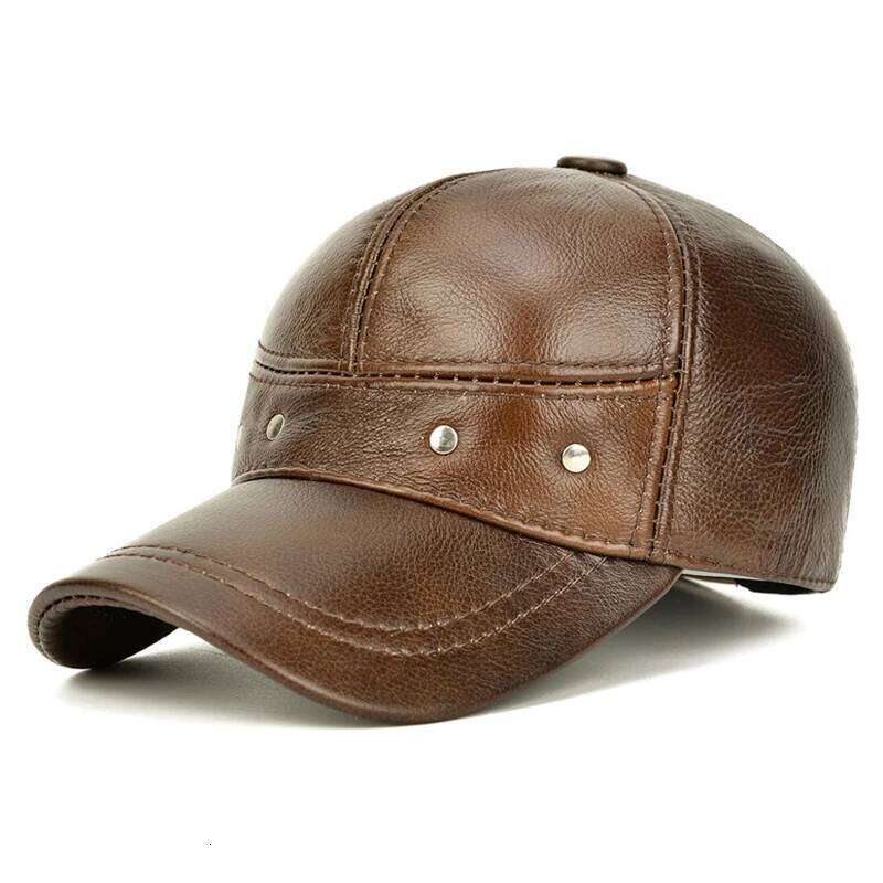 New 2025 Man High Quality Real Leather Baseball Caps Male Casual Cowhide Belt Ear Warm 56-60cm Adjustable Sprot Flight Hats Z260314