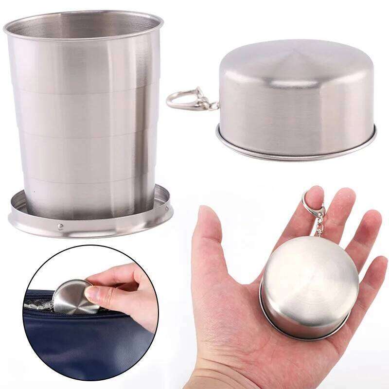 Stainless Steel Collapsible Camping Retractable Telescopic Travel Toiletry Creative Compression Cup Mini Handy oldingCup Z260314
