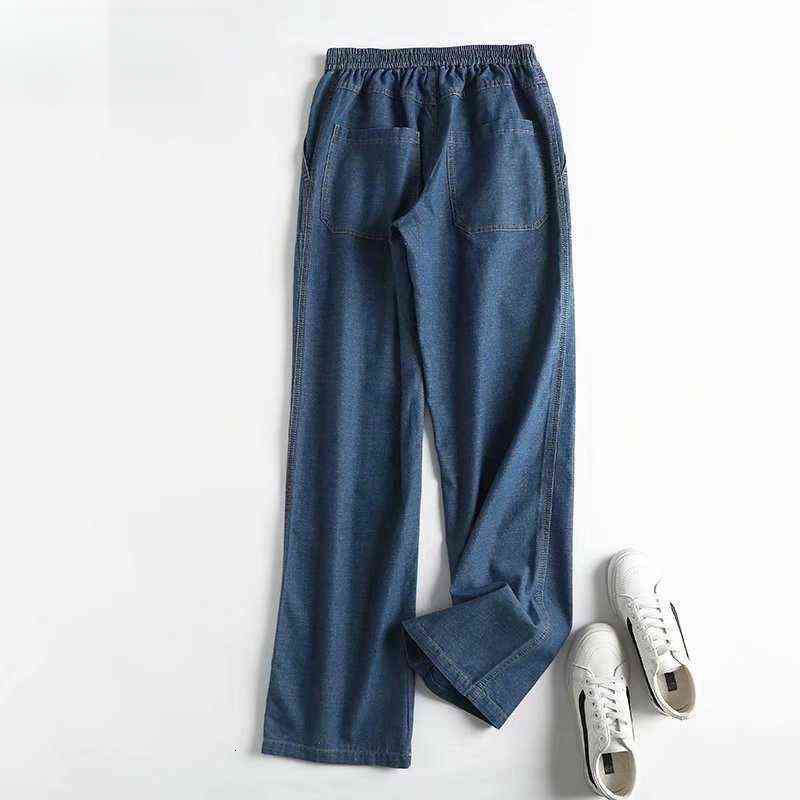 Tangada Fashion Women High Quality Loose Jeans Long Trousers Strethy Waist Pockets Buttons Female Pants 4C144 211111 Z260314