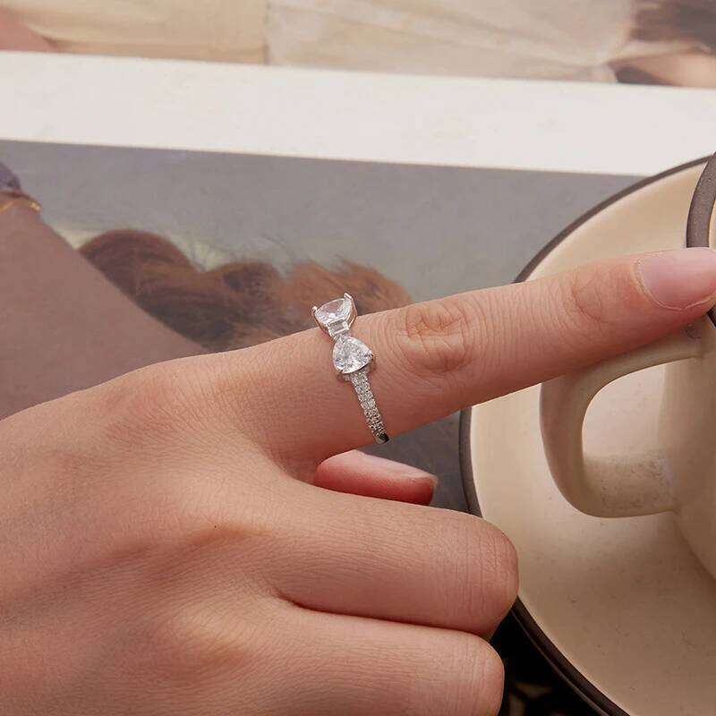 WOSTU 925 Sterling Silver ly Bowknot Ring For Women Clear AAA Zircon Band Rings Girl Daughter Birthday Wedding Gift H260312