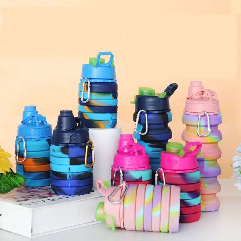 Outdoor Sports Silicone Folding Cup Camouflage Creative Cycling Travel Children Portable Water Bottle Z260314