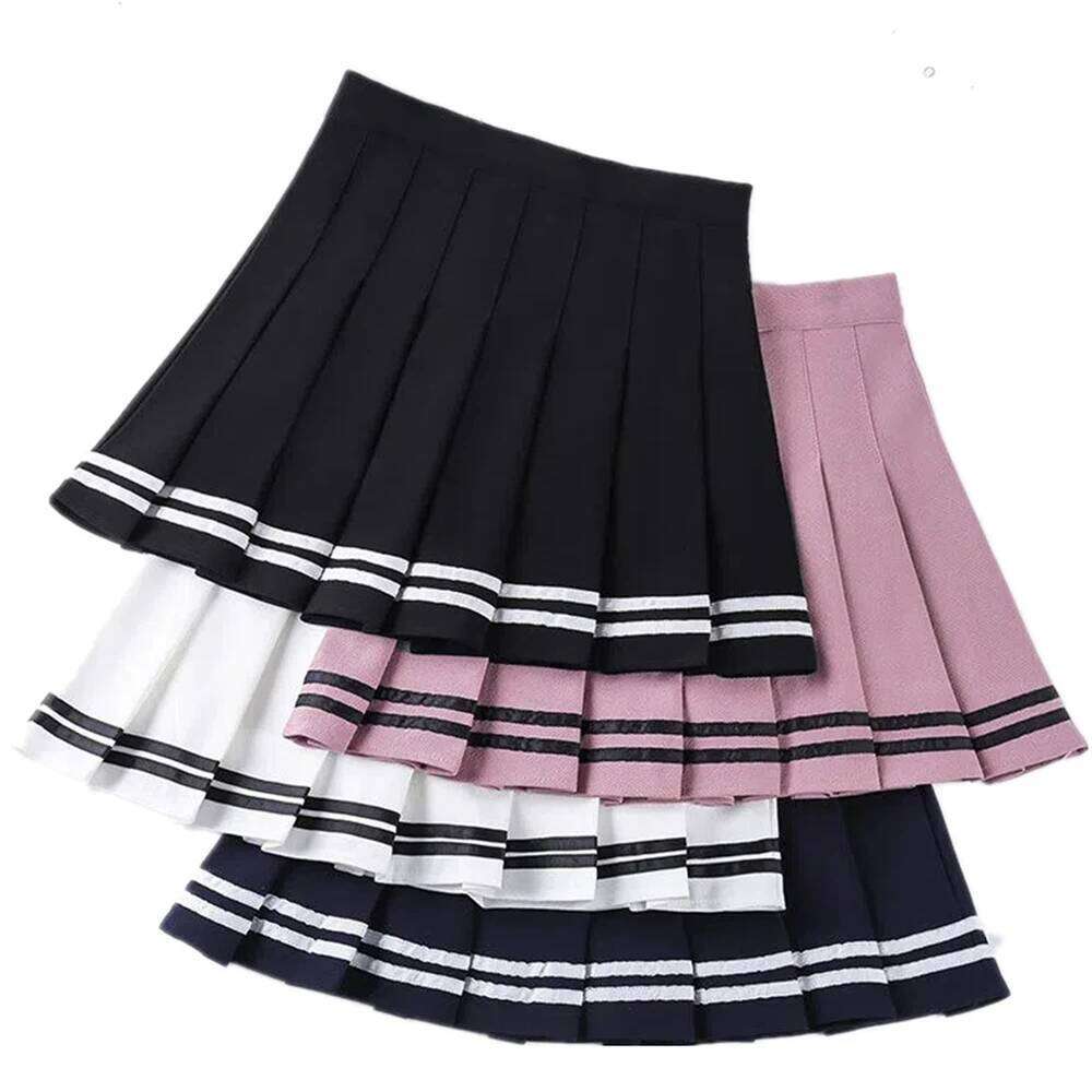 Striped Women Pleated Skirts Sexy High Waist Elastic Summer A Line Girls Dance Mini Fashion Sweet Female Z260314