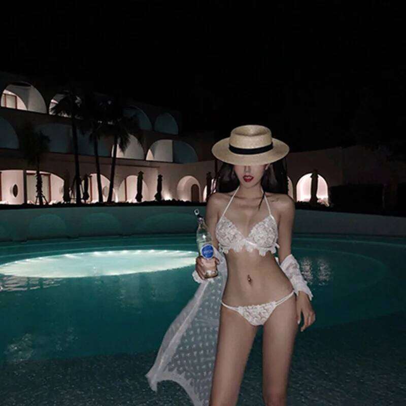 Polyester Micro Bikini Set for Women, Swimsuit, Bathing Suit, Korean Version, Summer Fashion, Sexy, New Y260303