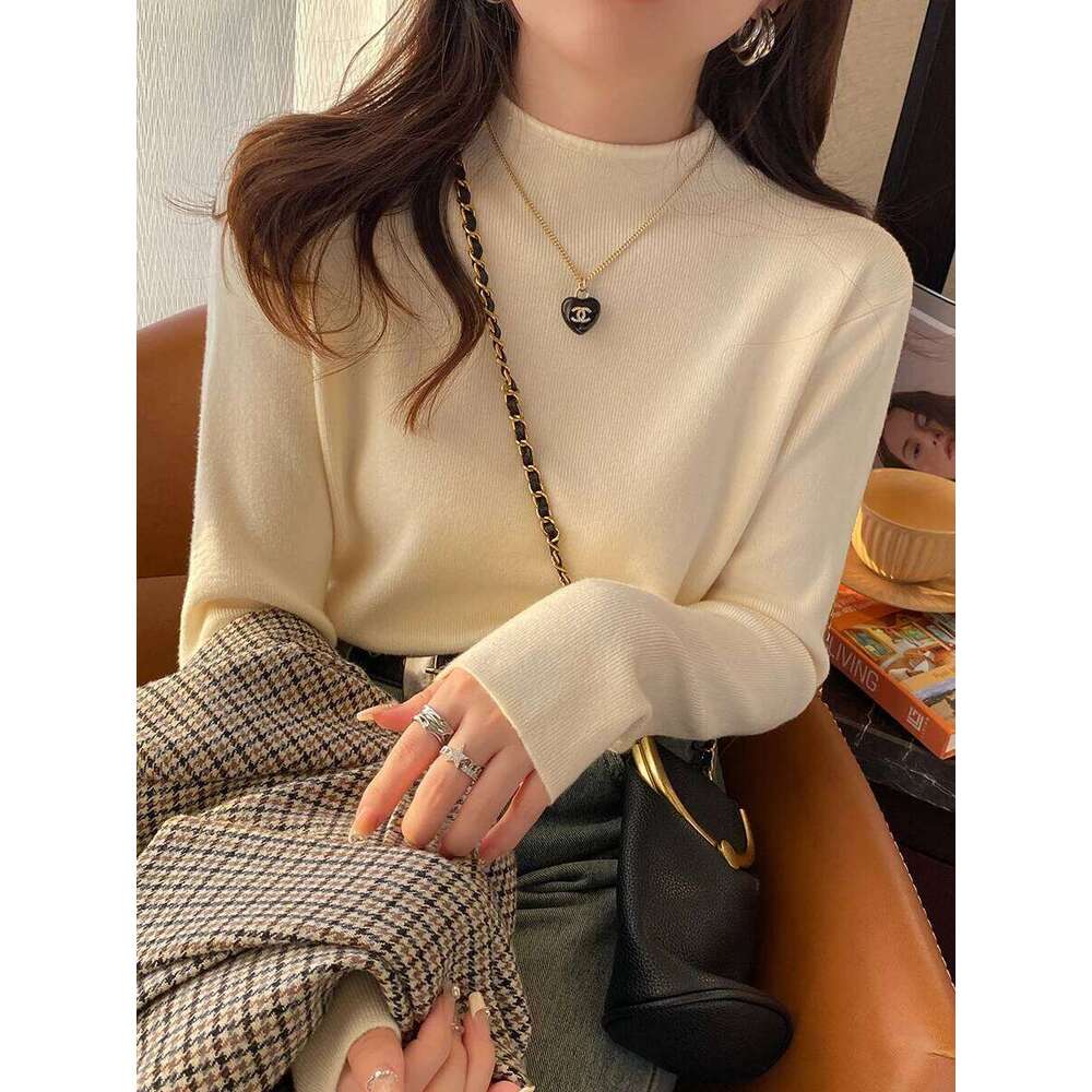 Knitted Pullover Women Fashion Slim Stretch Tops Spring Autumn Turtleneck Sweater Korean Long Sleeve Simple Base Layer Top Z260313