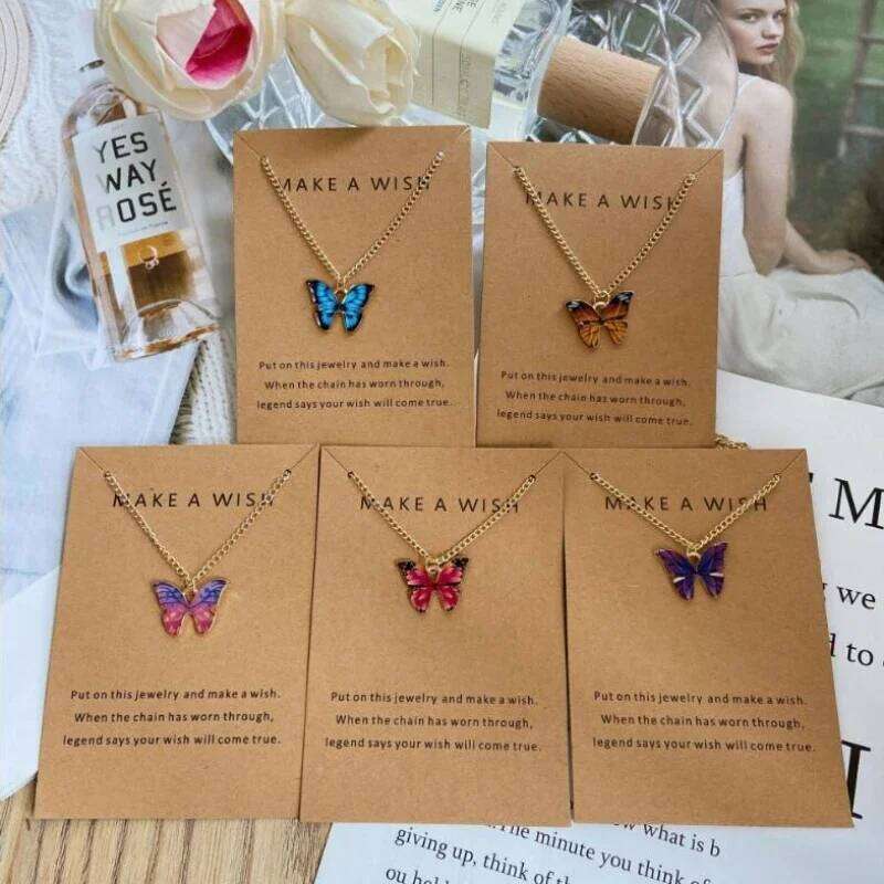 Women Korea Style New Butterfly Pendant Necklace Cute ly Neck Fashion Jewelry Gift for Girl H260312