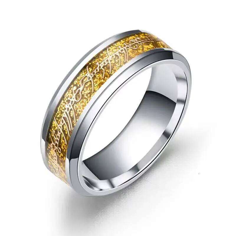 8MM Size 6 -13 Gold Plating Ring Band Wedding Engagement Cocktail Husband Father Gifts H260312