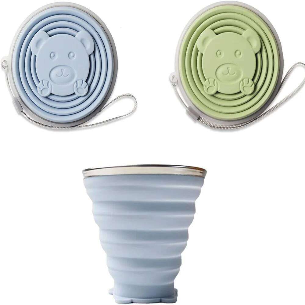 Folding 320ml Portable Silicone Retractable Coloured Environmental Outdoor Coffee Water Cup Tools Z260314