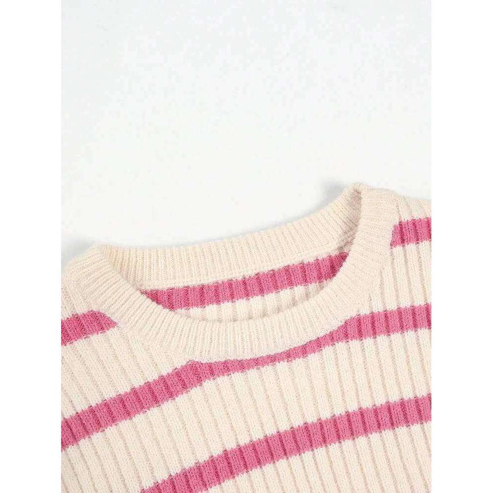 2025 Autumn and Winter New Top Lazy Wind Striped Knitted Sweater Pullover Fashion Temperament Z260313