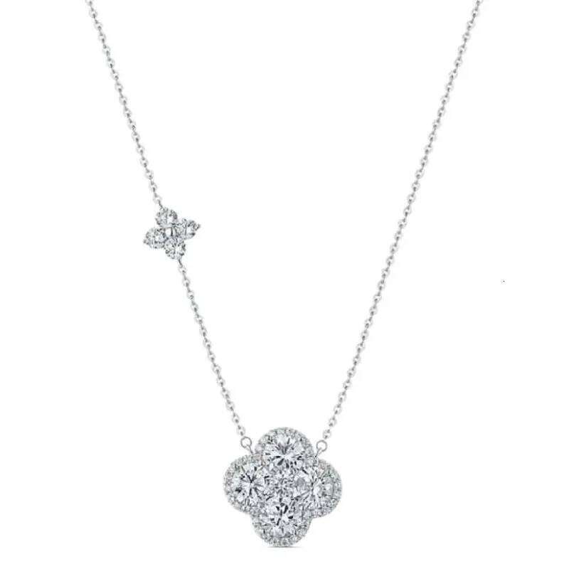 New lucky sparkling diamond cr silver necklace for women, niche clavicle chain, birthday and Thanksgiving gift H260312